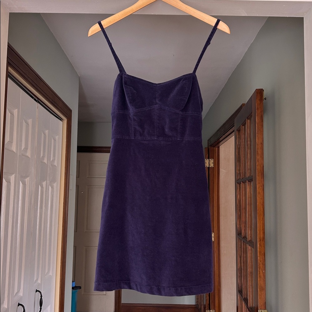 Adorable Urban Outfitters Velvet Navy Mini Strappy Sundress Size XS